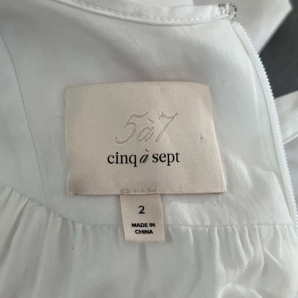 Cinq A Sept White Benita Double Bow Back Sleeveless Crewneck Midi Dress 2 NWOT - Picture 4 of 16